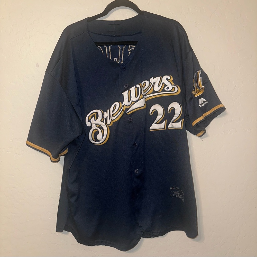 Majestic Brewers Dark Blue Jersey